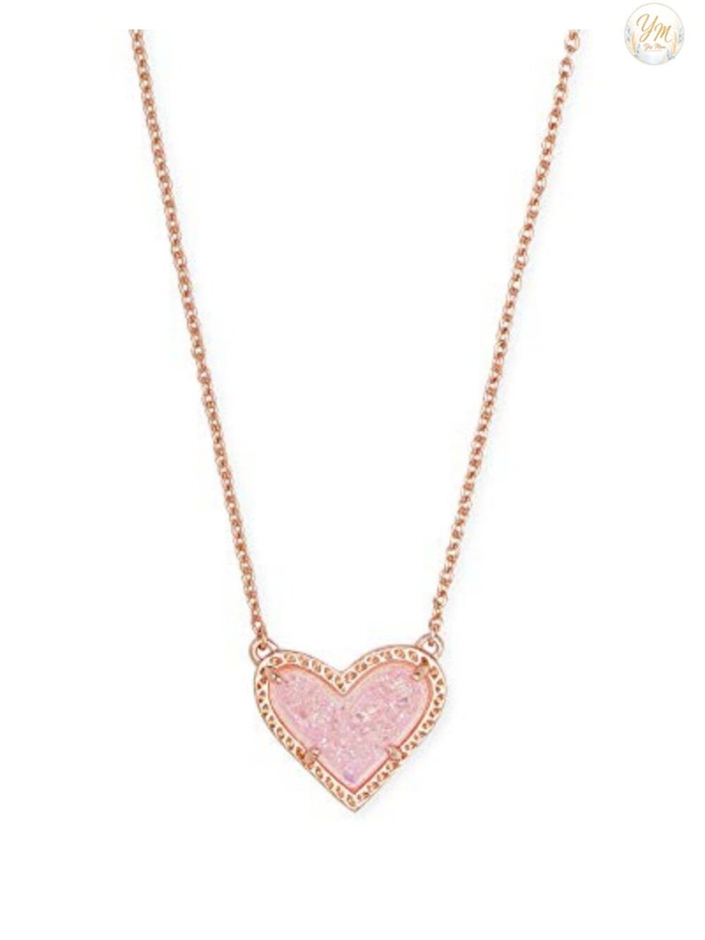 Kendra Scott Ari Heart Pendant Necklace, Adjustable Chain 15-17 inches, Rose